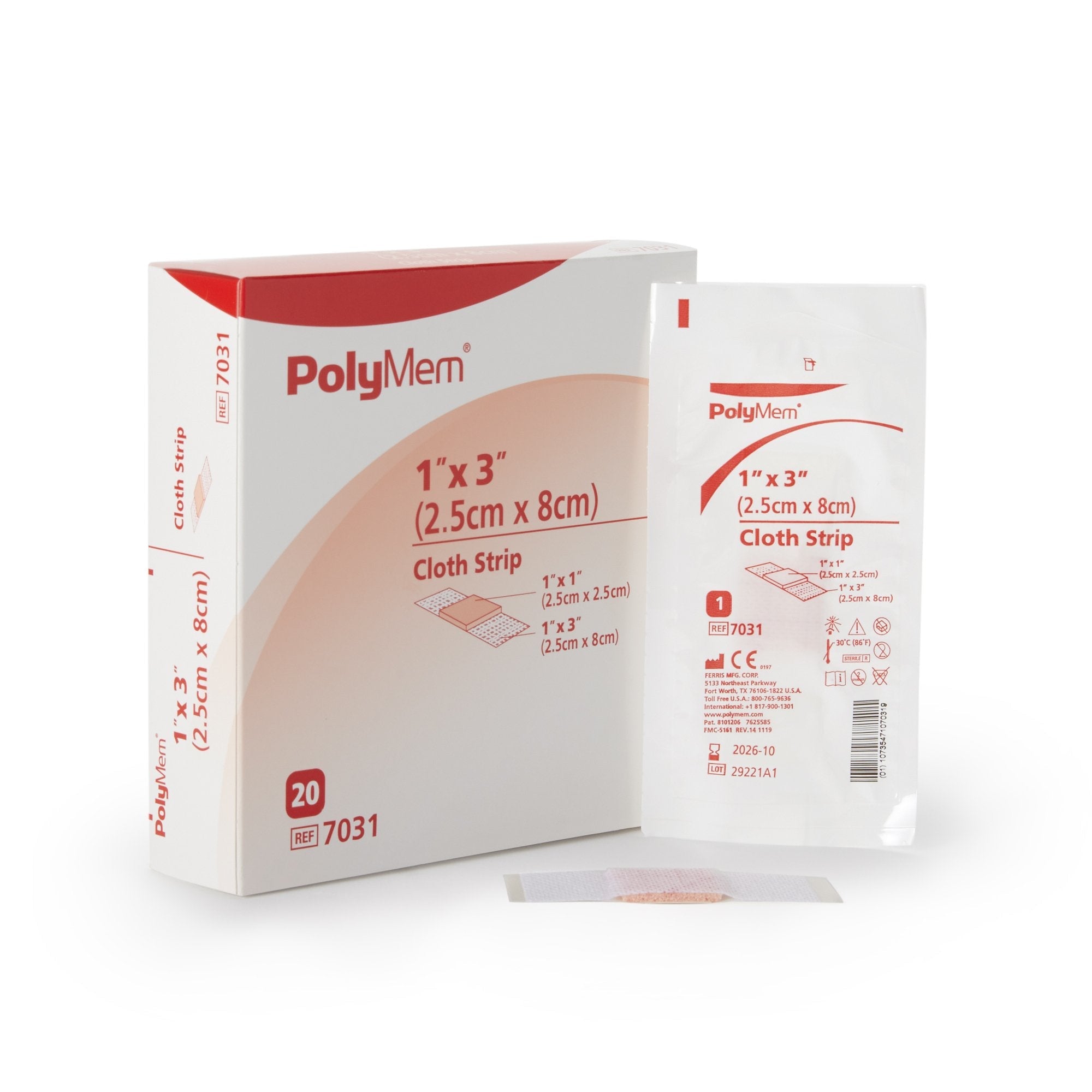 PolyMem® Pink / White Adhesive Strip, 1 x 3 Inch 7031