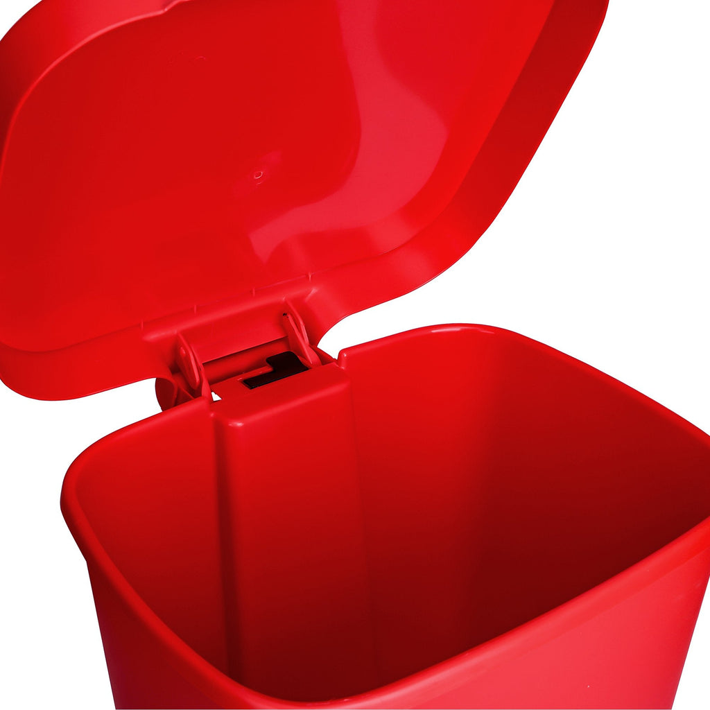 McKesson Waste Can with Step-On Pedal, Plastic, Red, 15.16 x 14.37 x 18.9 Inch 16-25270