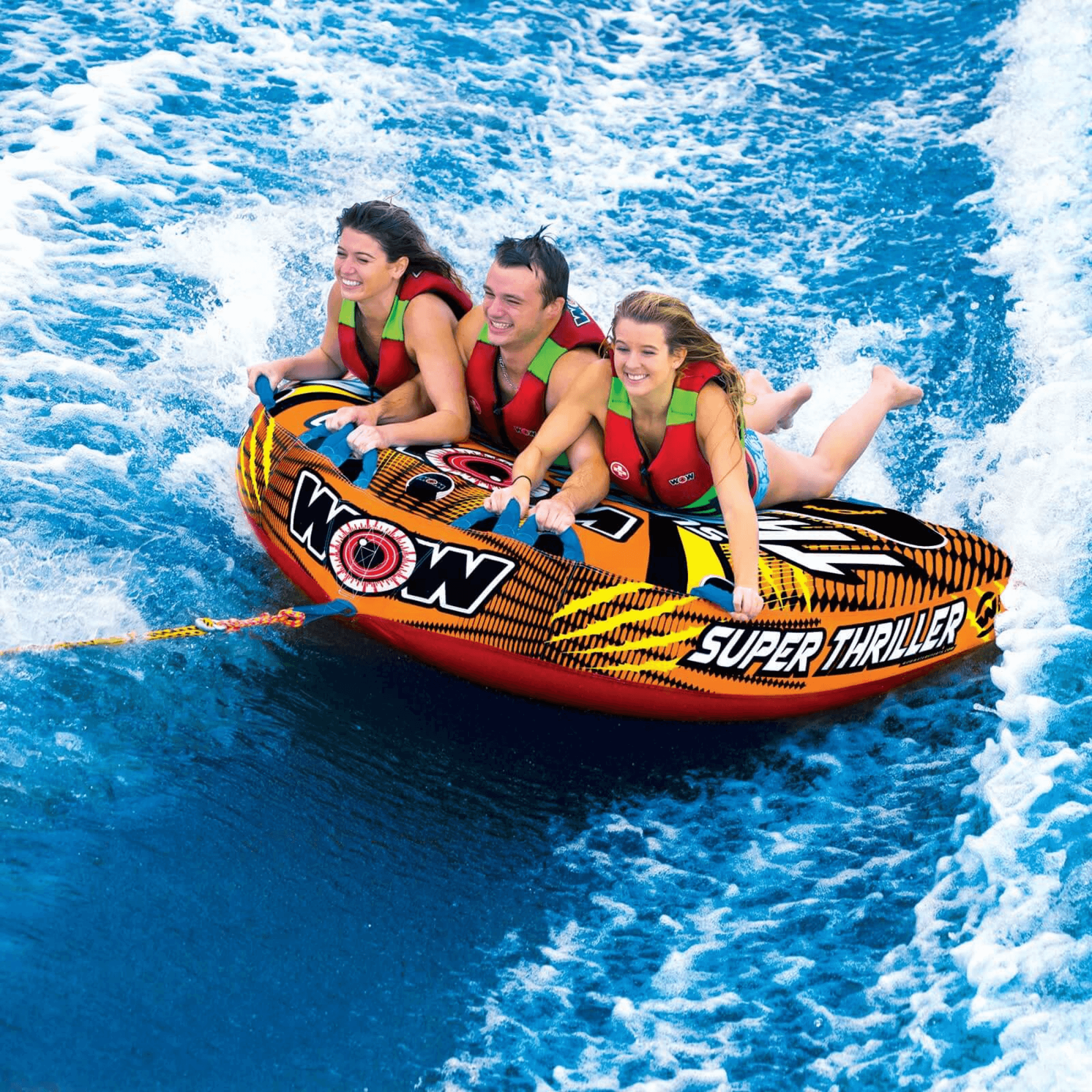 WOW Watersports Super Thriller 1 to 3 Person Inflatable Towable Deck Tube