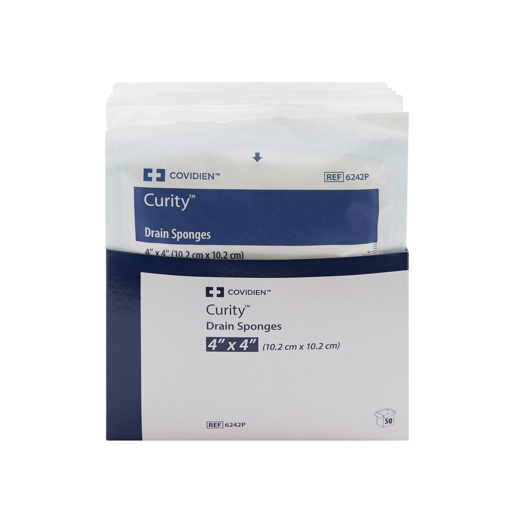 Curity™ Drain Sponge, 4 x 4 Inch, 6-Ply 6242P