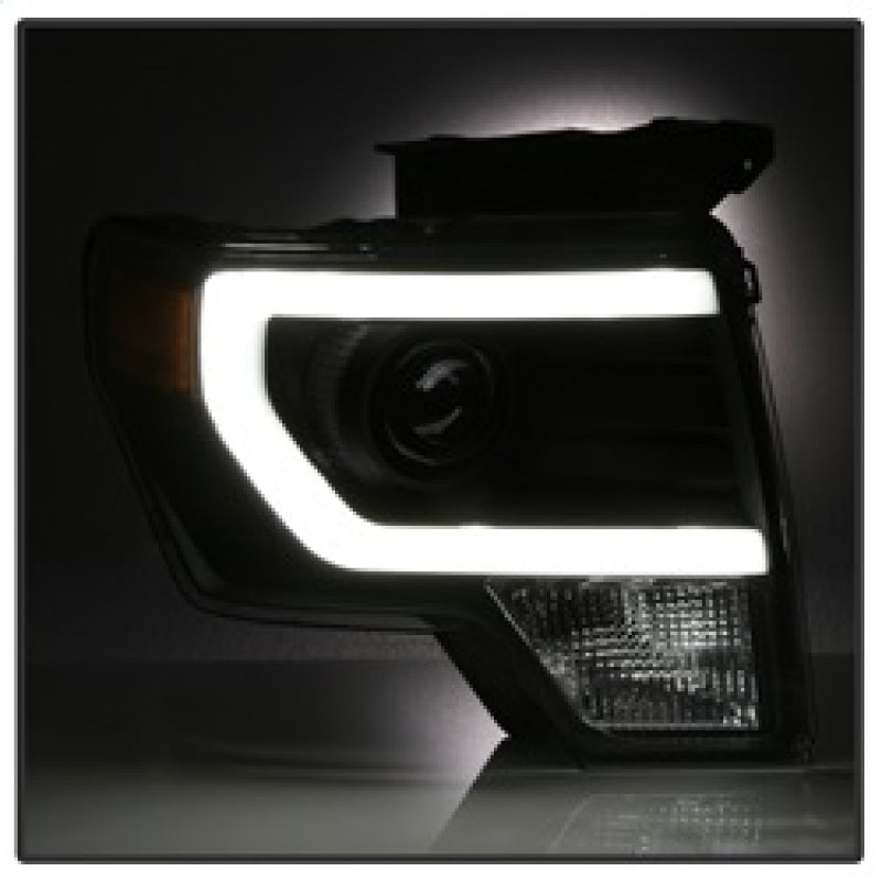 SPYDER xTune Ford F150 Projector Headlights - Light Bar DRL - Black PRO-JH-FF15009-LBDRL-BK 9037252