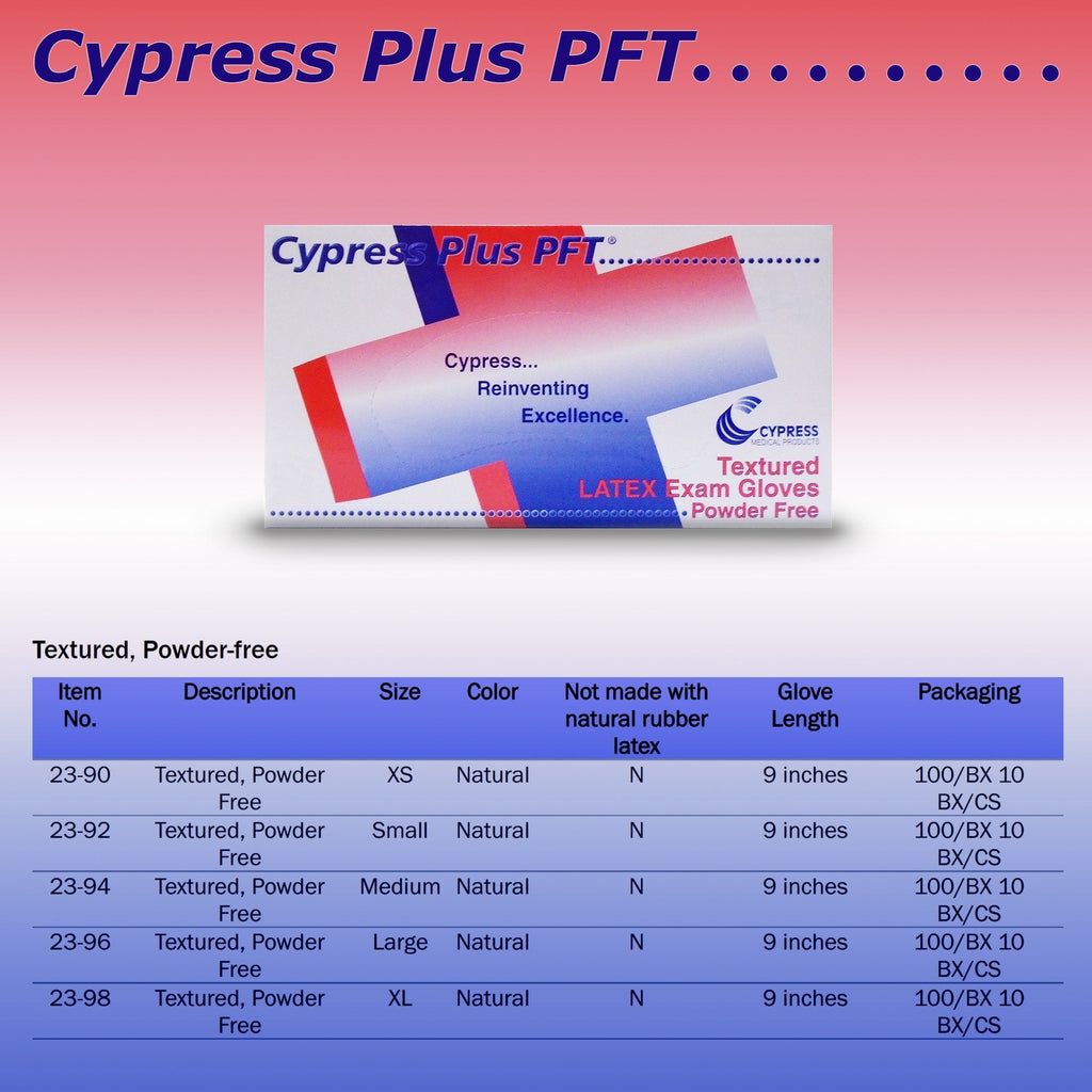 Cypress Plus® PFT Latex Exam Glove, Extra Small, Ivory 23-90