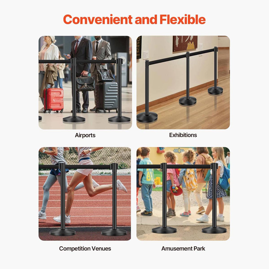 Yescom 6pcs Crowd Control Stanchions with 6.5ft Retractable Belt