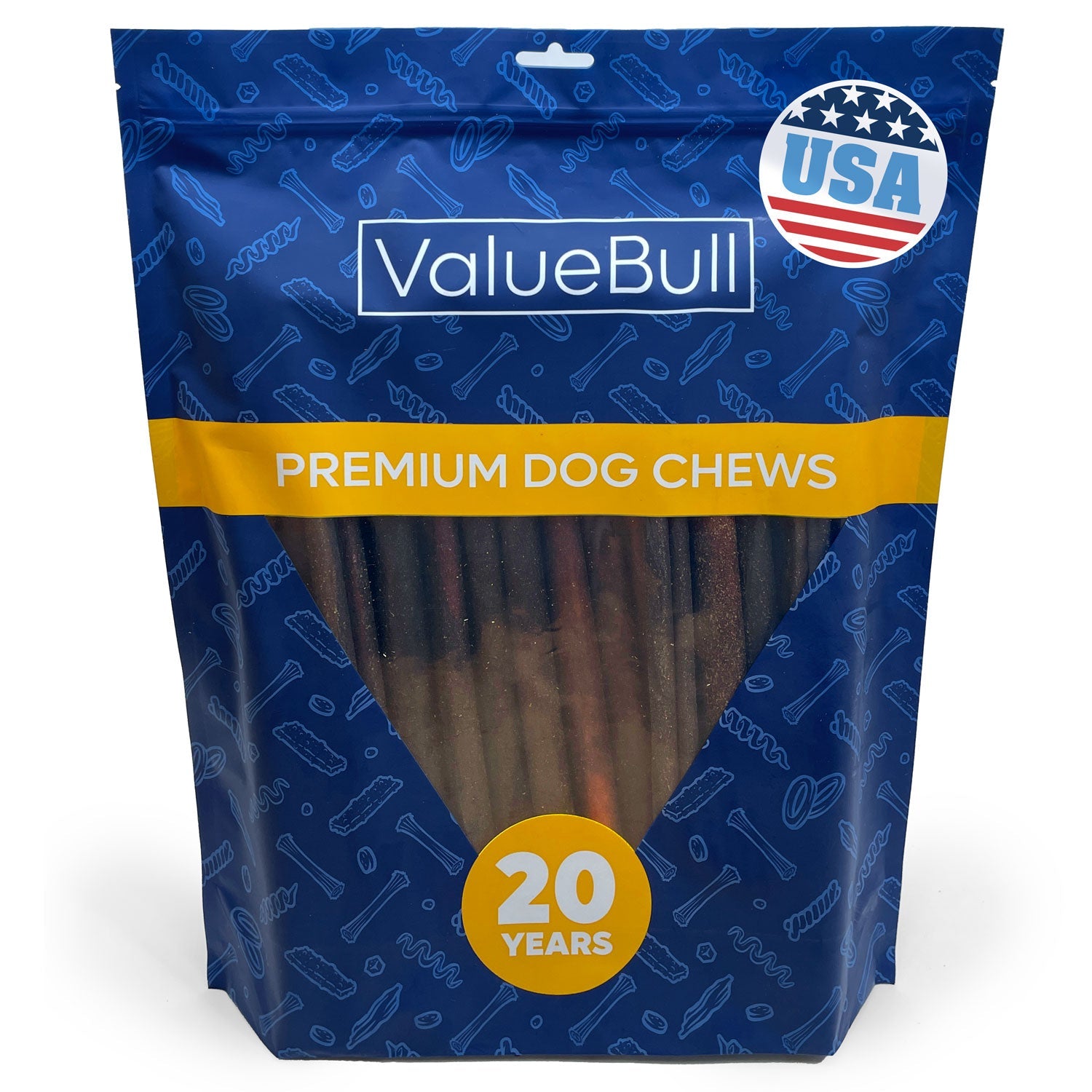 ValueBull USA Beef Collagen Sticks for Dogs, 12 Inch Thick Chews, 25 Count