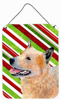 Australian Cattle Dog Candy Cane Holiday Christmas Wall or Door Hanging Prints Aluminum Metal Sign Kitchen Wall Bar Bathroom Plaque Home Decor Front Door Plaque, 12x16, Multicolor
