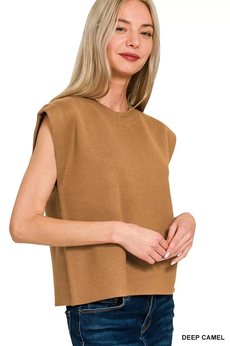 Zenana Round Neck Viscose Sweater Vest
