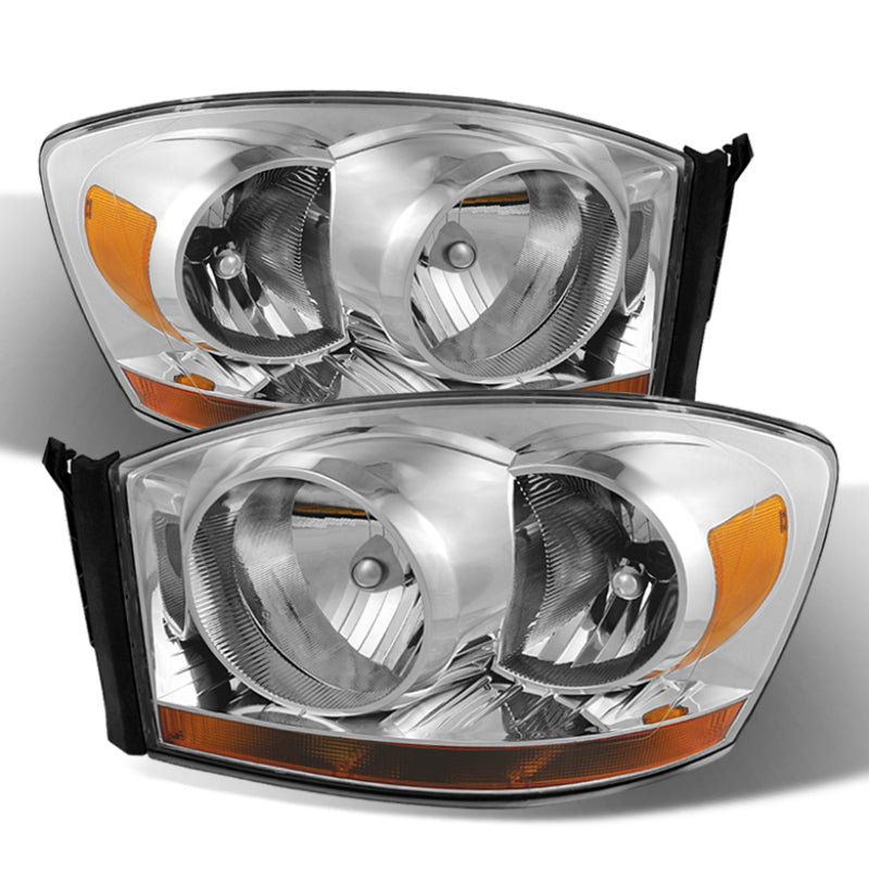 SPYDER Xtune Dodge Ram 06-08 w/ Chrome Bezel & Amber Bar Headlights Chrome HD-JH-DRAM06-AM-C 9026089