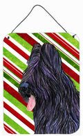 Briard Candy Cane Holiday Christmas Wall or Door Hanging Prints Aluminum Metal Sign Kitchen Wall Bar Bathroom Plaque Home Decor Front Door Plaque, 12x16, Multicolor