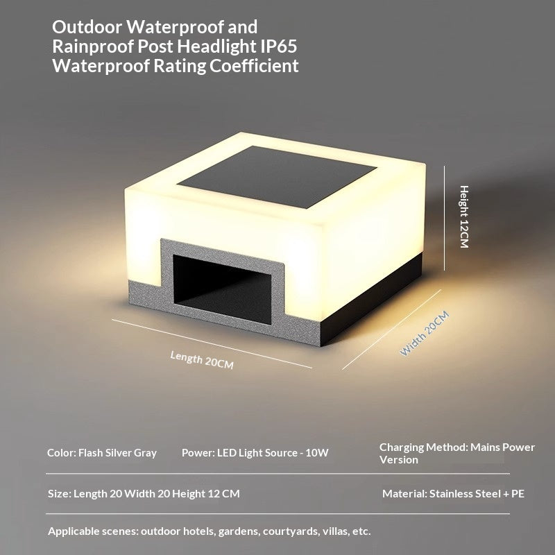 Modern Minimalist Outdoor Solar-powered Stainless Steel Waterproof Courtyard Lights