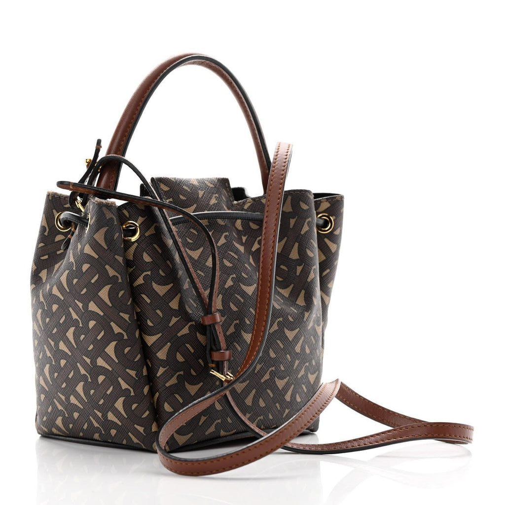 Burberry E-canvas Monogram TB Bucket Bag Bridle