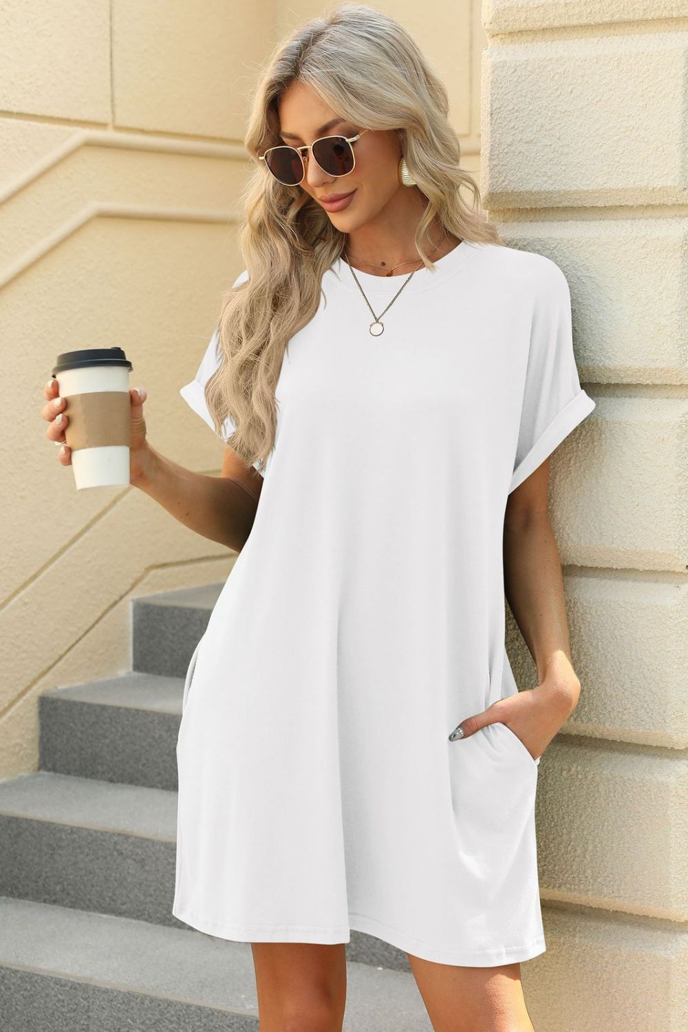 Short Sleeve Mini Dress with Pockets Casual & Stylish Everyday Wear