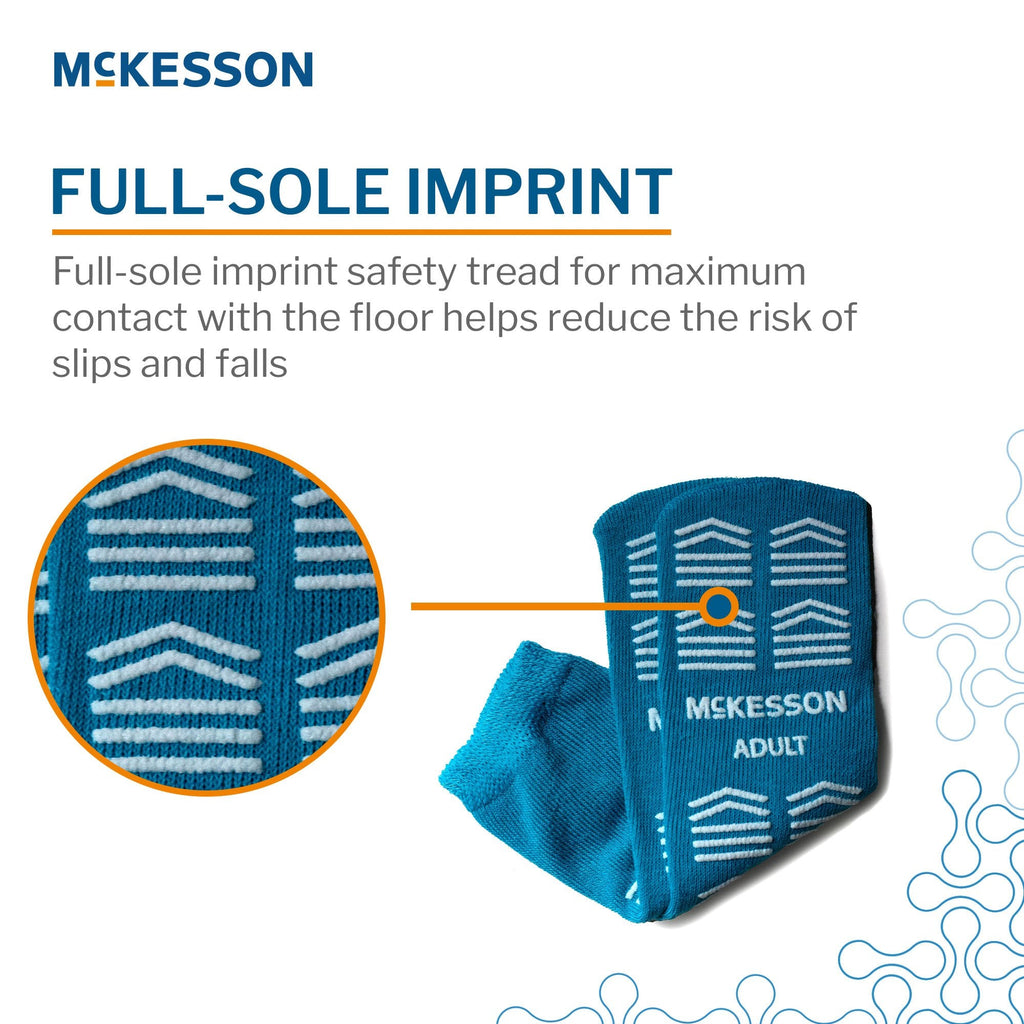 Slipper Socks McKesson Unisex Adult Double Tread Single Patient Use Teal 16-A-3828-D