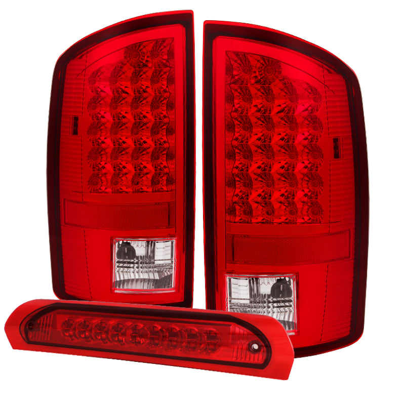 SPYDER Xtune Dodge Ram 07-08 1500 LED Tail Lights w/ LED 3rd Brake Lamps Red Clear ALT-JH-DR07-LED-SET-RC 9032806