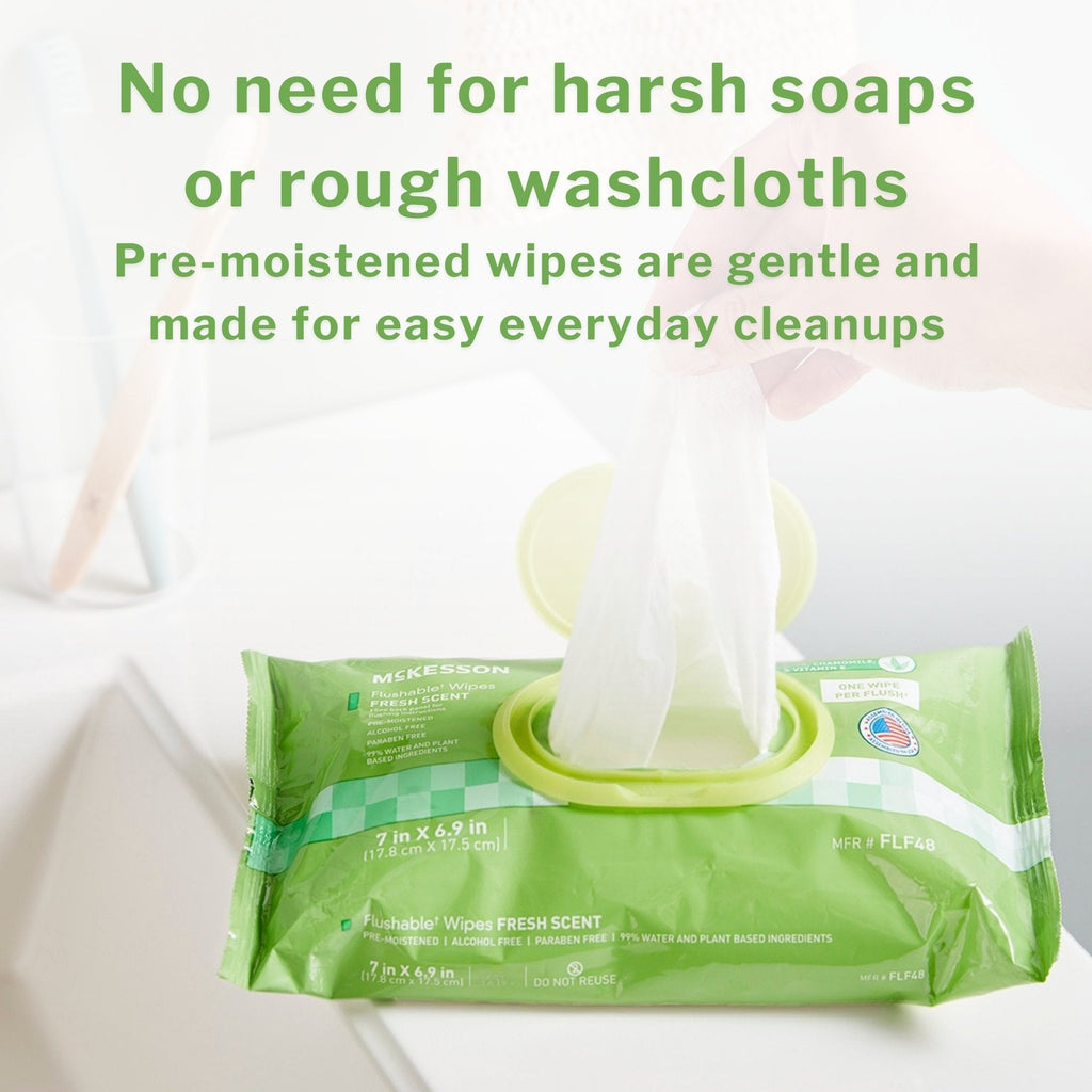 McKesson Flushable* Wet Wipes - Scented, 48 Wet Wipes per Pack FLF48