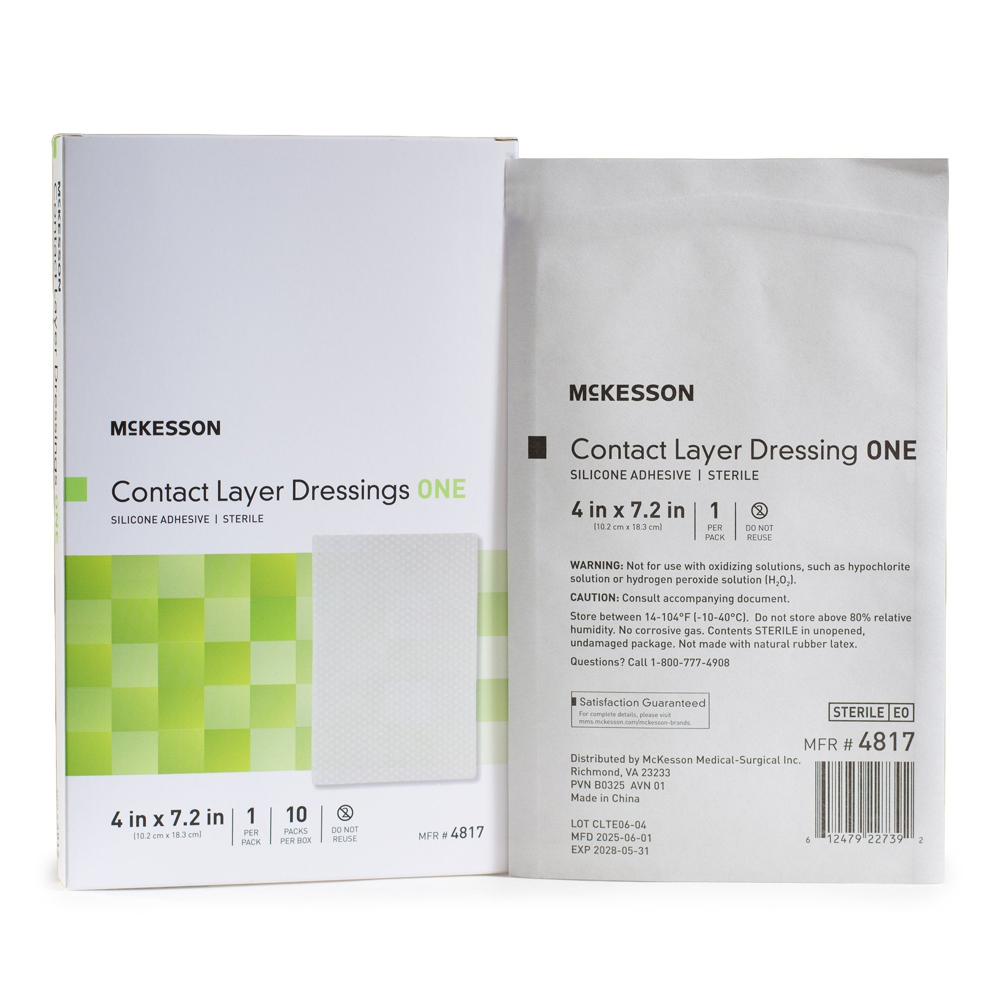 McKesson Silicone Wound Contact Layer Dressing, 4 x 7-2/5 Inch 4817
