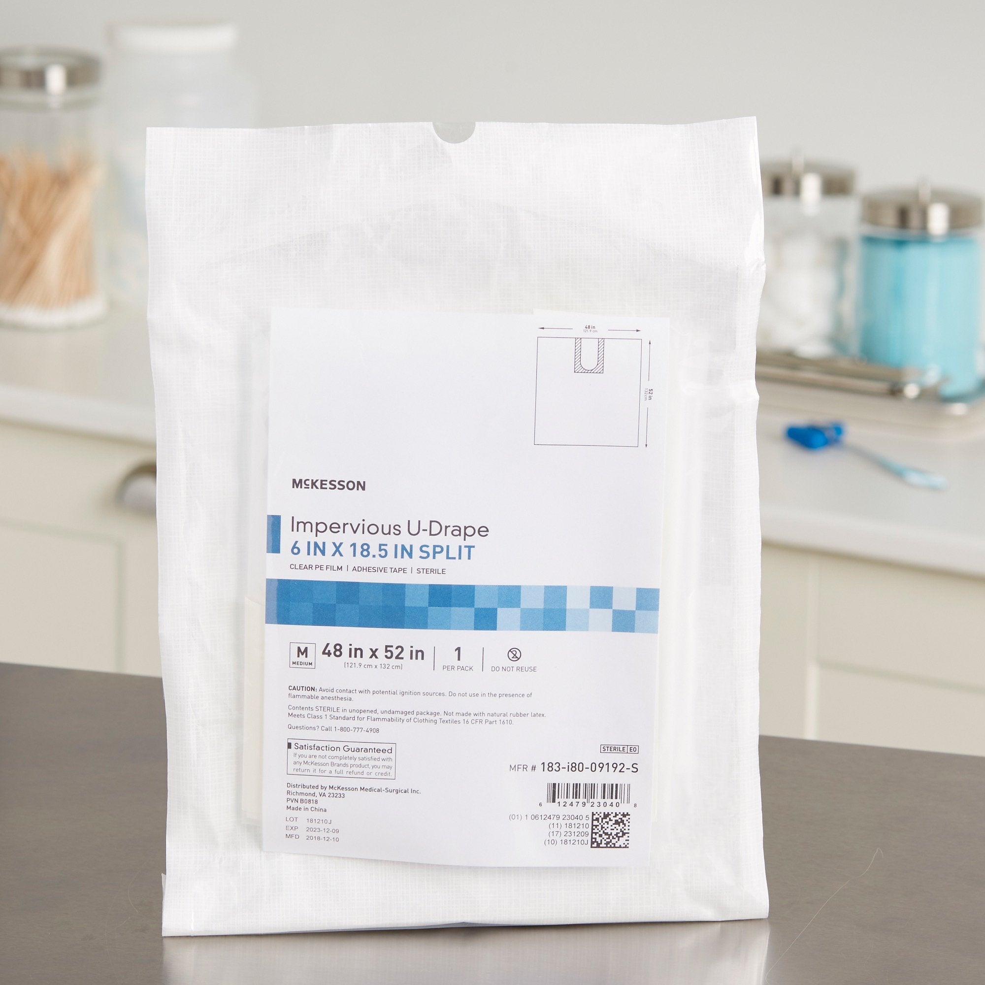 McKesson Sterile Impervious U-Drape, 52 x 48 Inch 183-I80-09192-S