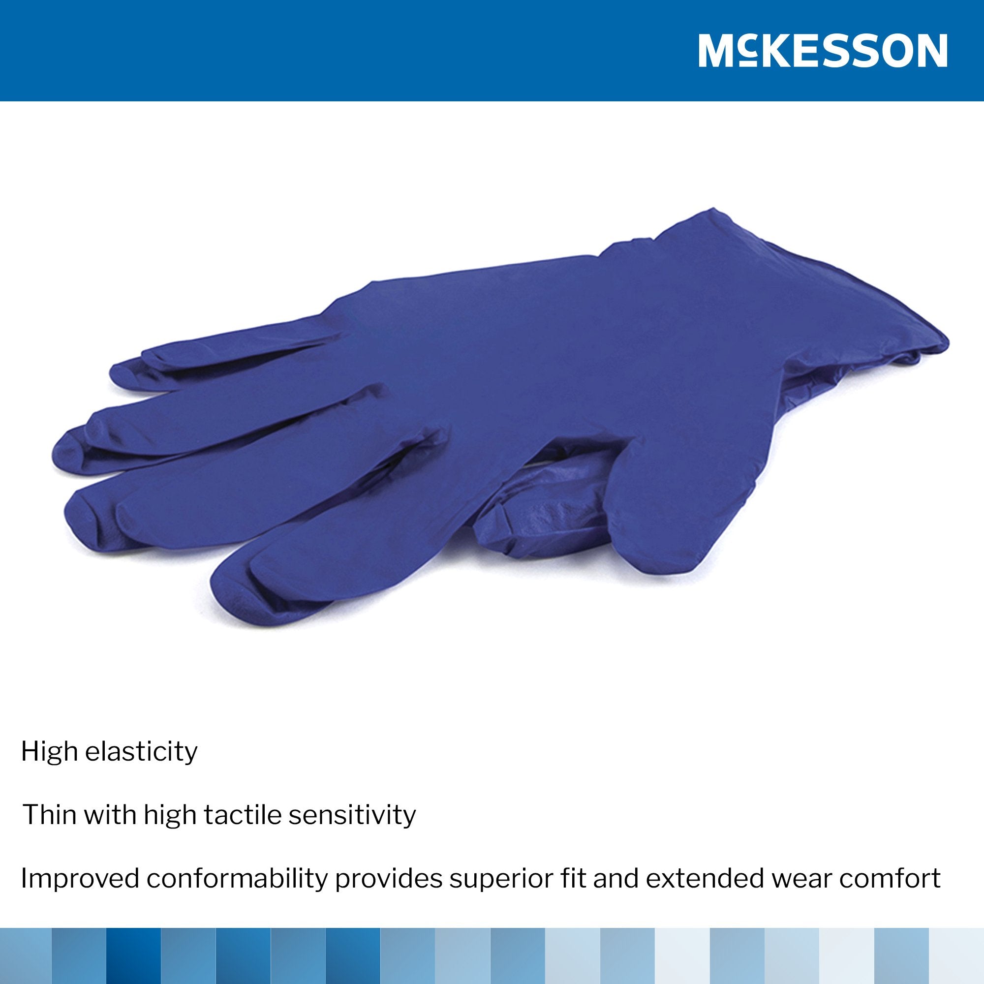 McKesson Confiderm® 3.0 Nitrile Exam Glove, Large, Blue 14-6N36