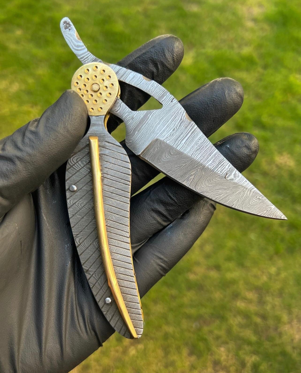 Damascus Leaf Pocket knife, Folding Knife, Every Day Carry Knife , Damascus Knives, Gift For Him - PhishStones Products