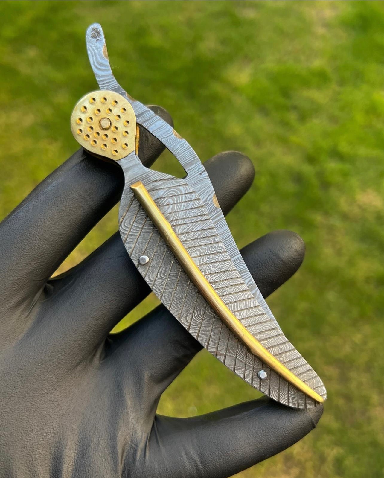Damascus Leaf Pocket knife, Folding Knife, Every Day Carry Knife , Damascus Knives, Gift For Him - PhishStones Products