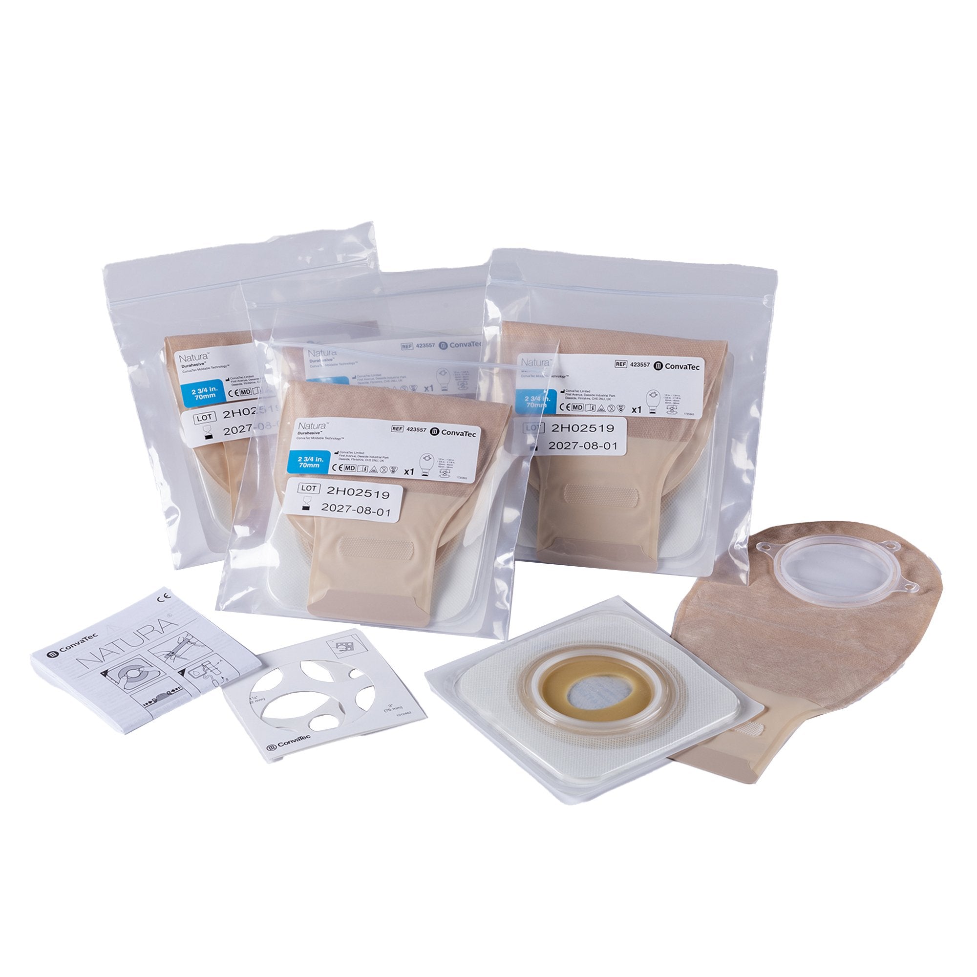 Ostomy Pouch Natura® One-Piece System Mold to Fit 2-3/4 Inch Stoma Drainable 423557