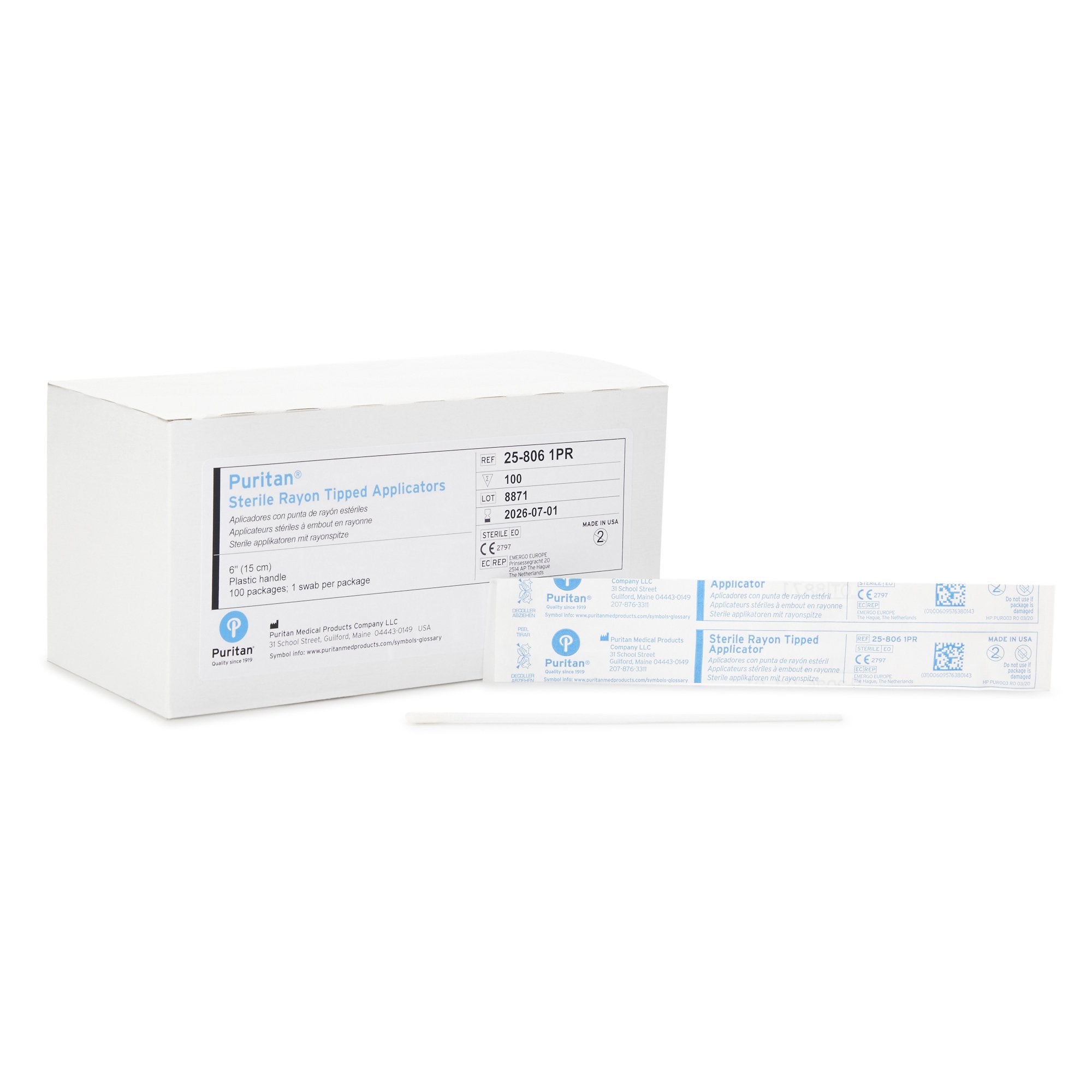 Puritan Medical Products Puritan Swabstick, 6-Inch Length 25-806 1PR, Case of 1000