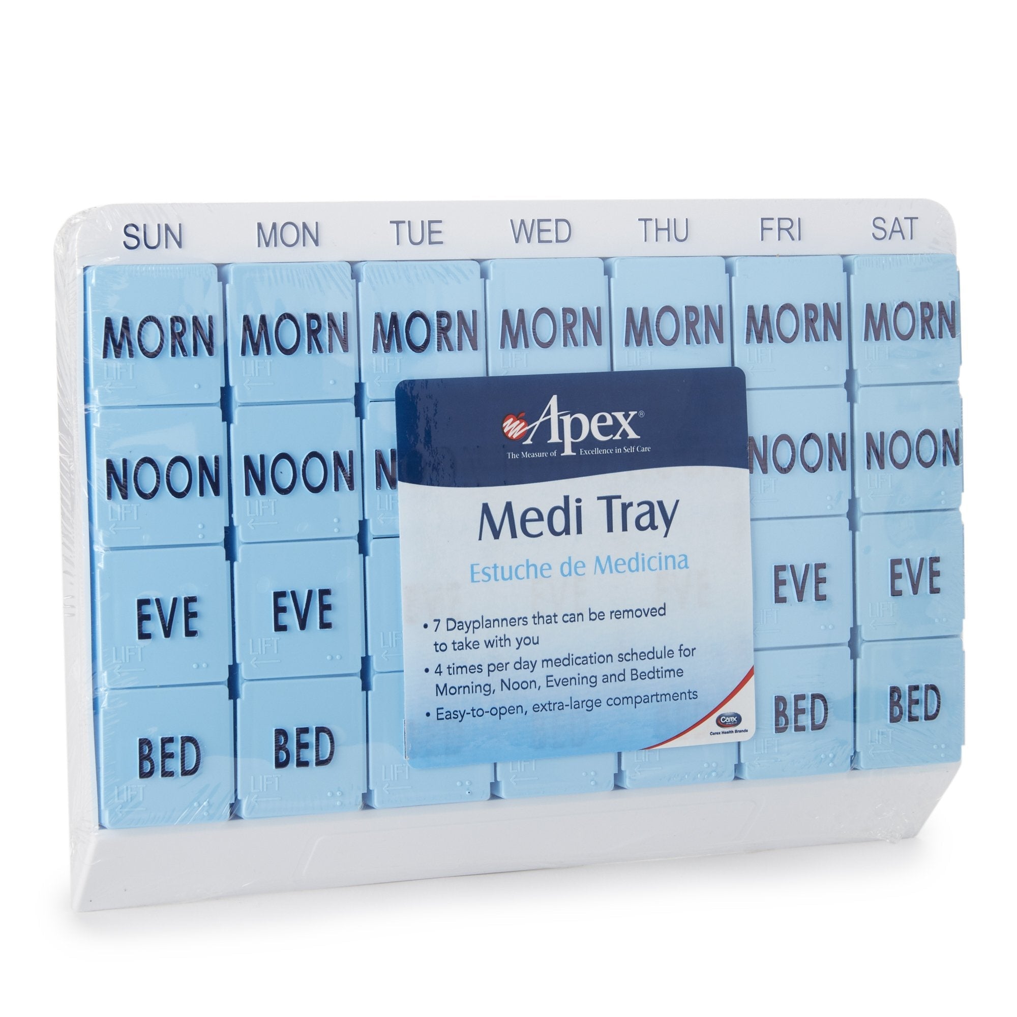 Apex Medi Tray Pill Organizer, Days of the Week / Morn, Noon, Eve, Bed 70027L