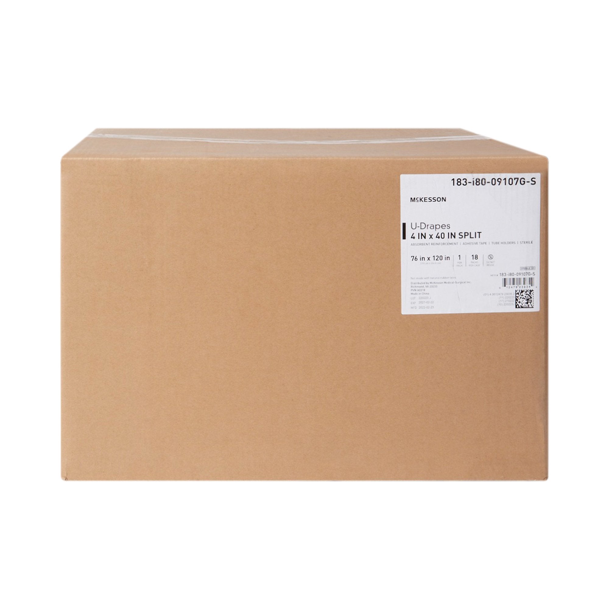 McKesson Sterile U-Drape with Split, 76 x 120 Inch 183-I80-09107G-S