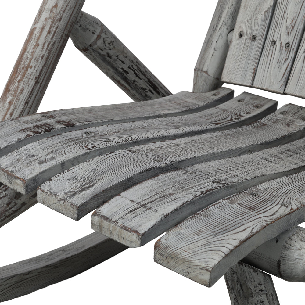 Fir Wood Porch Rocking Chair | Ergonomic High-Back Outdoor Rocker with 330 lb Capacity — Light Gray