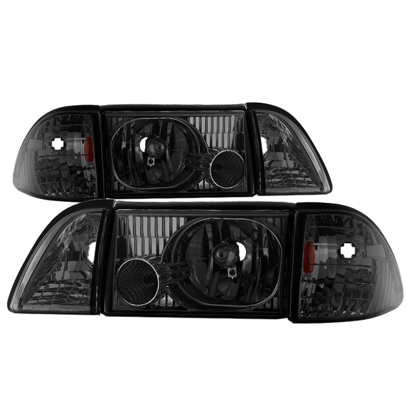 SPYDER xTune Ford Mustang 87-93 OEM style Headlights 6pcs Amber - Smoked HD-JH-FM87-6PC-AM-SM 9035289