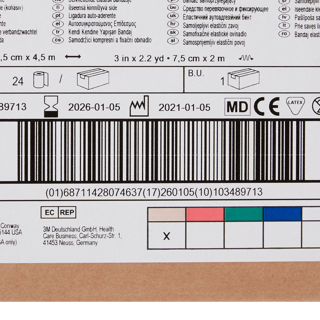 3M™ Coban™ Self-adherent Closure Cohesive Bandage, 3 Inch x 5 Yard, Tan 1583