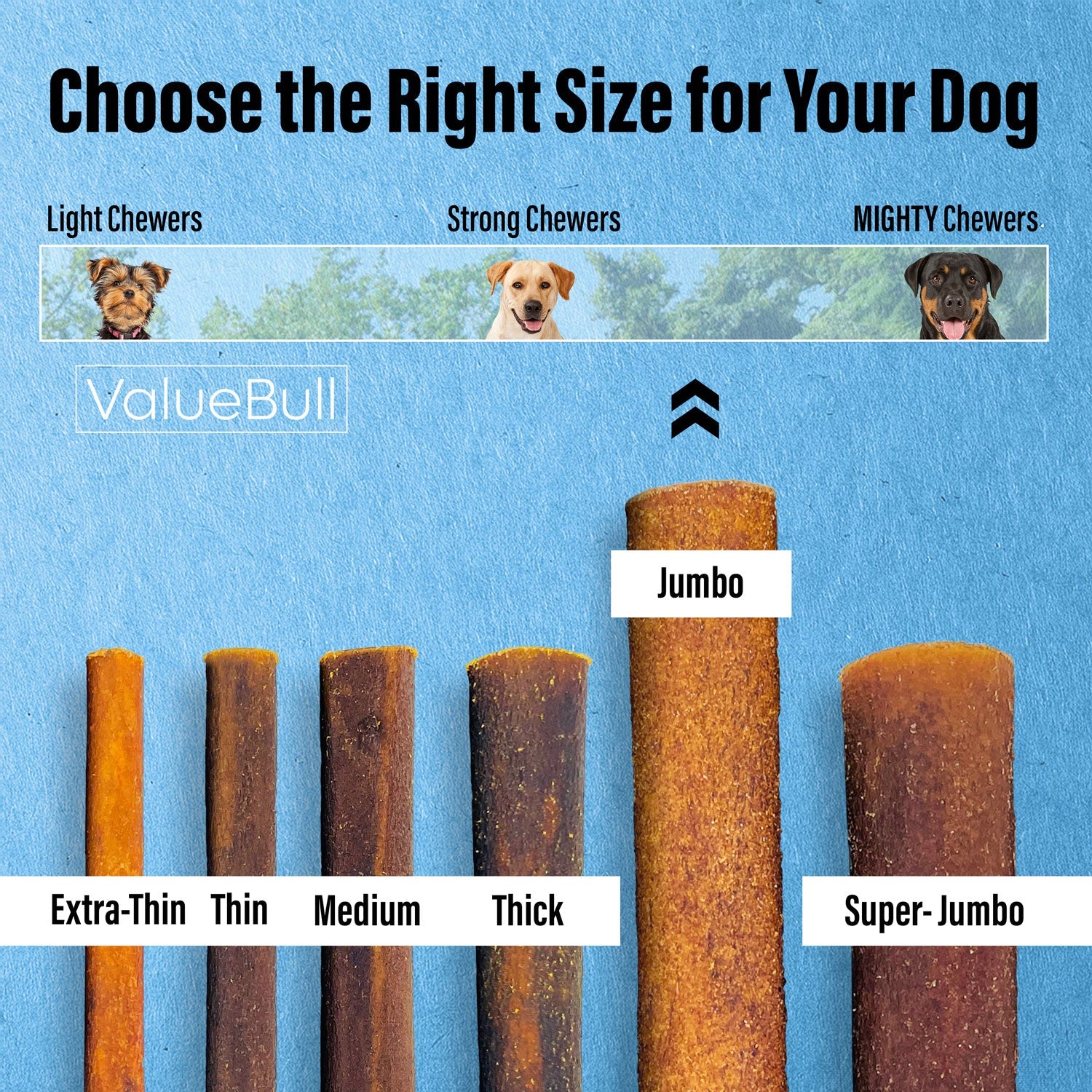 ValueBull Buffalo Collagen Sticks for Dogs, 6 Inch Jumbo Chew, 25 Count