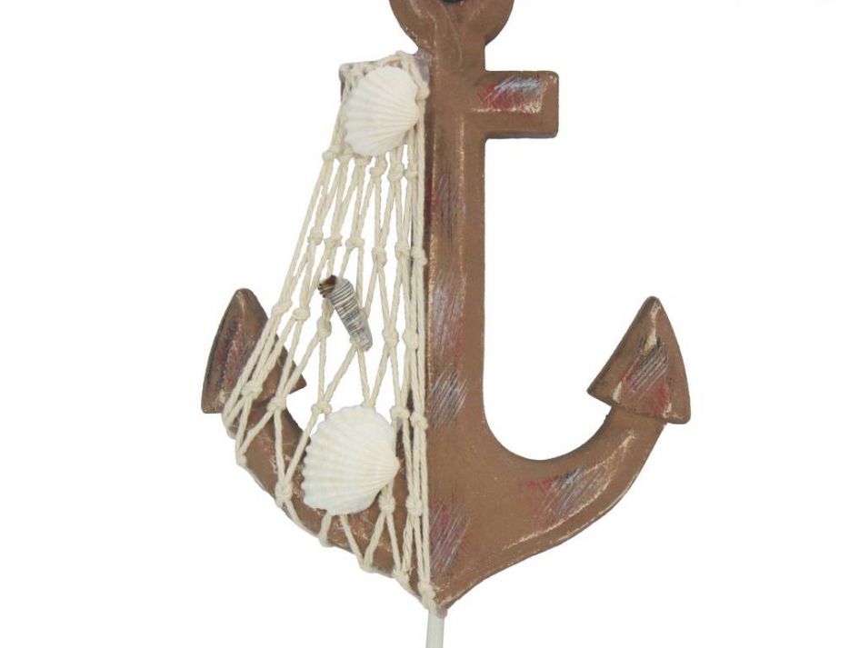 Wooden Rustic Decorative Anchor 6""