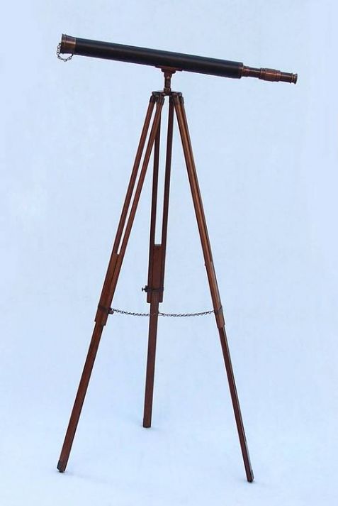 Floor Standing Antique Copper with Leather Harbor Master Telescope 60""