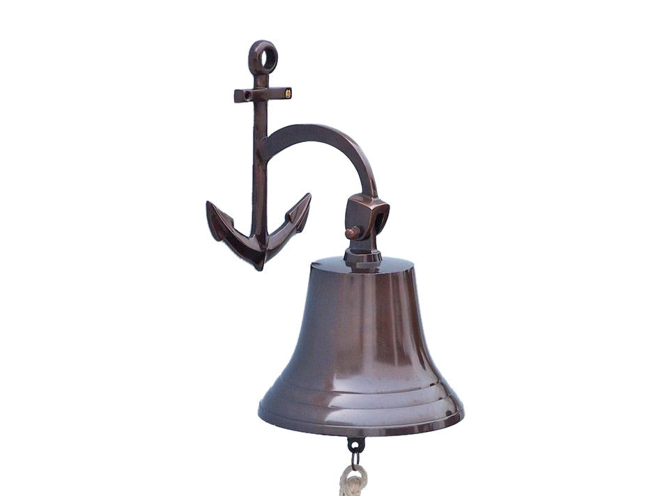 Antique Copper Hanging Anchor Bell 12""