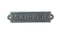 Seaworn Blue Cast Iron Skipper Sign 6""