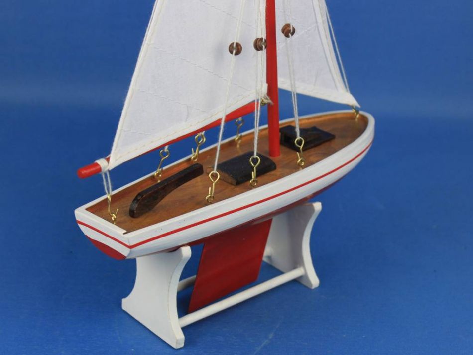 Wooden It Floats 12"" - Red Floating Sailboat Model
