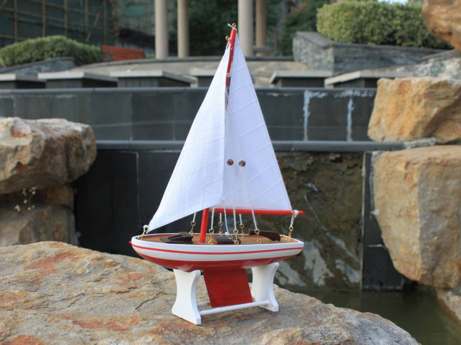 Wooden It Floats 12"" - Red Floating Sailboat Model