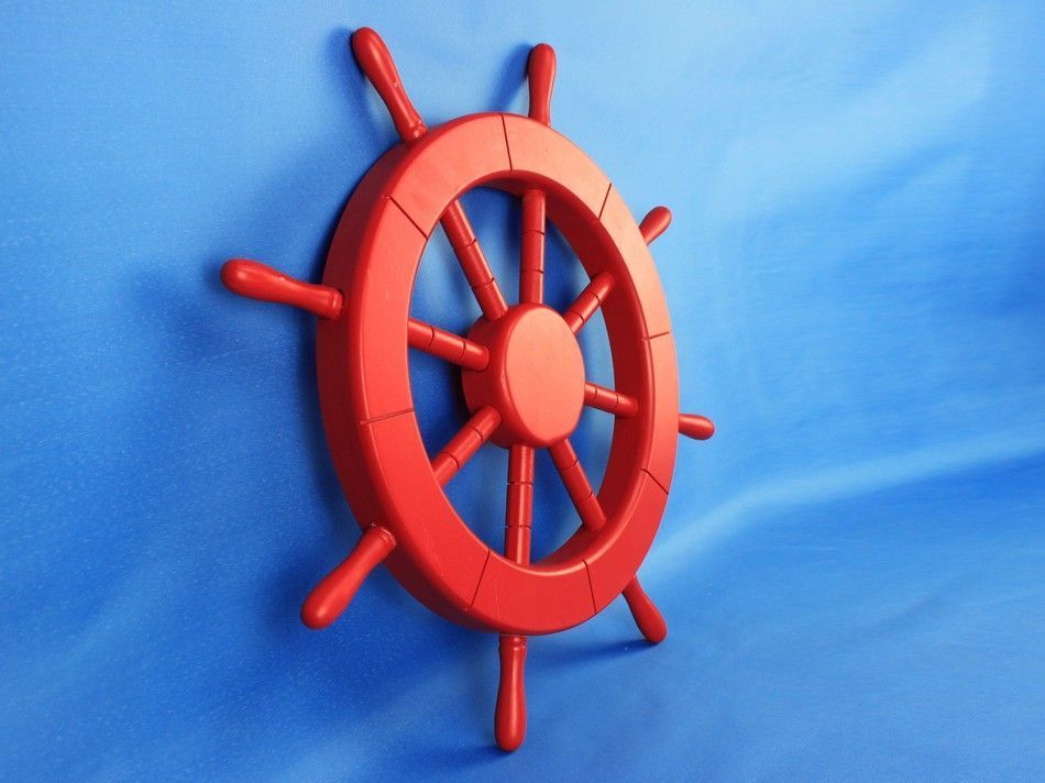 Red Decorative Ship Wheel 18""