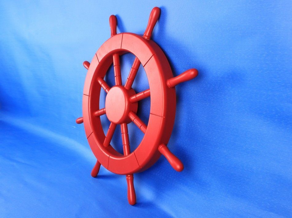 Red Decorative Ship Wheel 18""