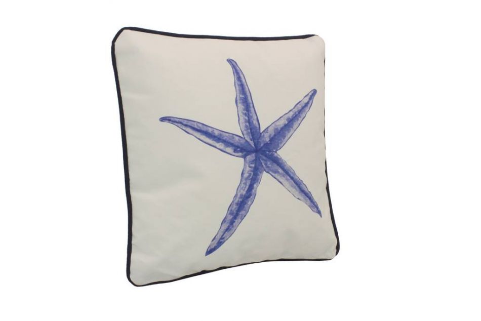 Blue and White Starfish Decorative Throw Pillow 10""