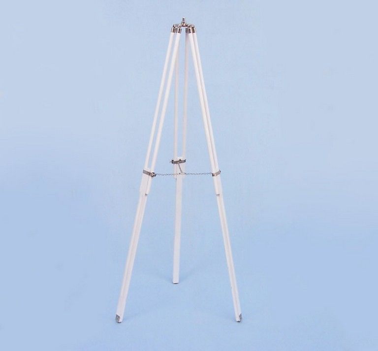 Hampton Collection Chrome with White Leather Griffith Astro Telescope 64""
