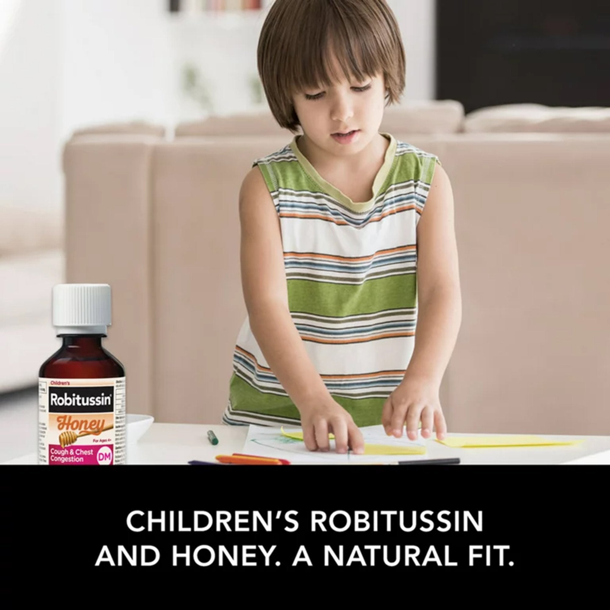 Robitussin Children's Honey Cough & Chest Congestion DM Liquid, 4-ounce bottle 00031876012