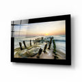 Mossy Posts Beach Sunrise Glass Wall Art