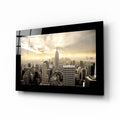 Sepia Sunbeam Tower Skyline New York Glass Wall Art