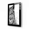 Ink Splatter Wolf Portrait Glass Wall Art