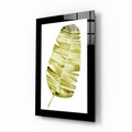 Olive Watercolor Palm Leaf Glass Wall Art