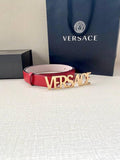Versace Women's Leather Logo Decorated Buckle Belt