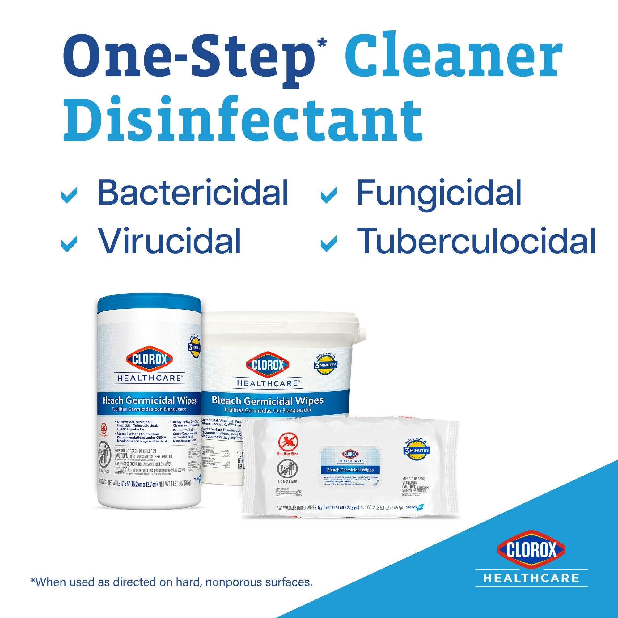 Clorox Healthcare® Bleach Germicidal Wipes, Individual Packets Box of 50 31424
