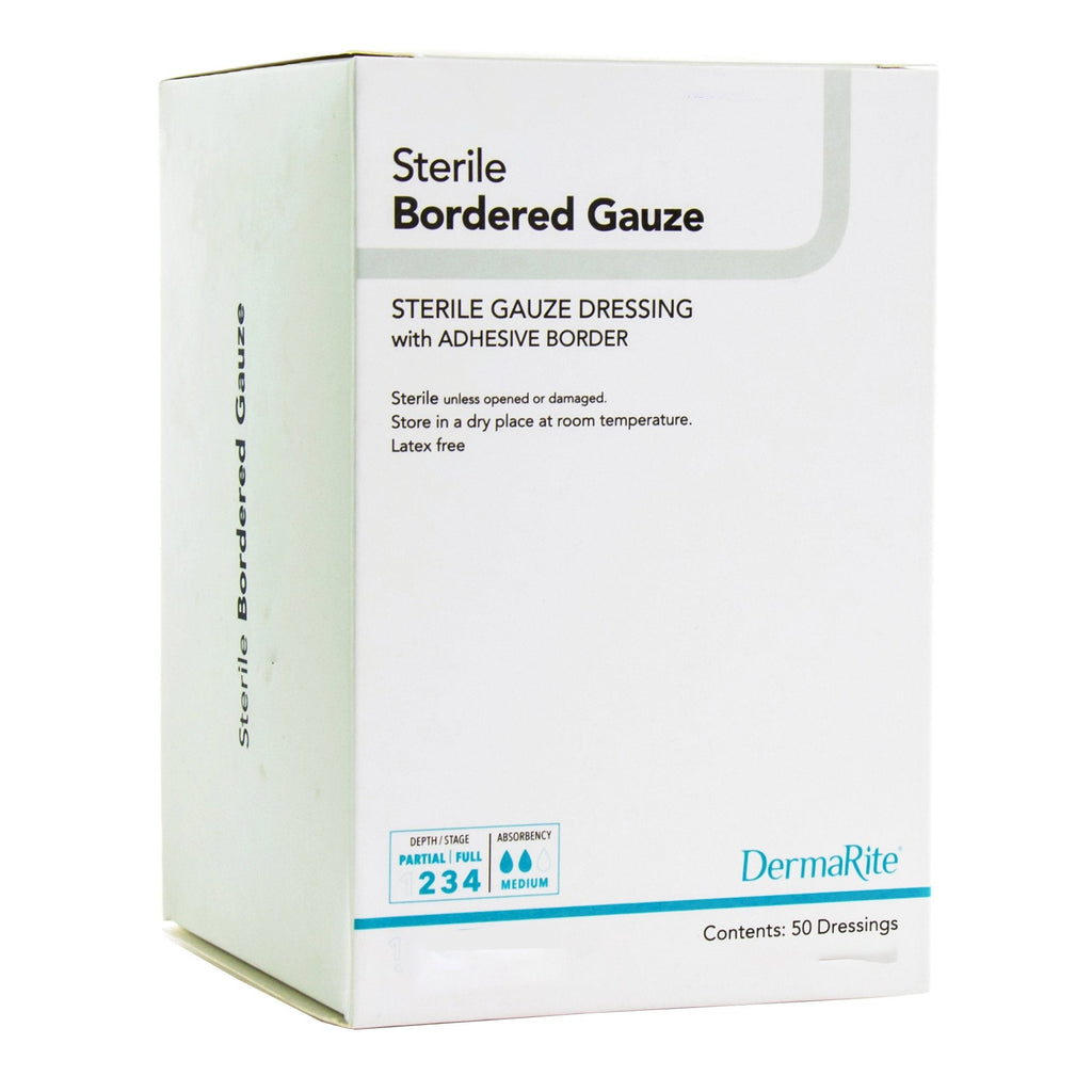 DermaRite® Bordered Gauze White Adhesive Dressing, 2 x 2 Inch 00261E