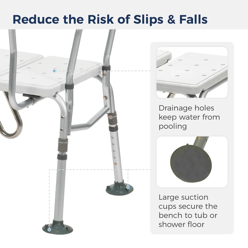 Splash Defense Transfer Bench with U-Shape Cutout, 400 lb Capacity
